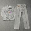 Unisex Streetwear Denim Jacket Set With Embroidered Casual Loose Fit Outerwear