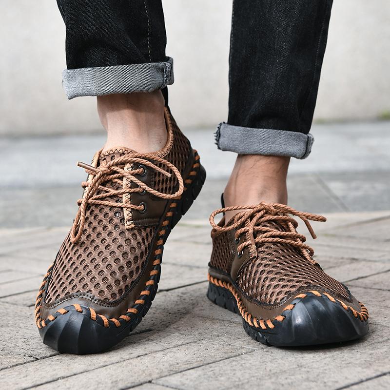 Men Mesh Sports Shoes Fashi Breathable Lightweight Shoes Outdoor Travel Running Casual Shoes Beach Wading Shoes