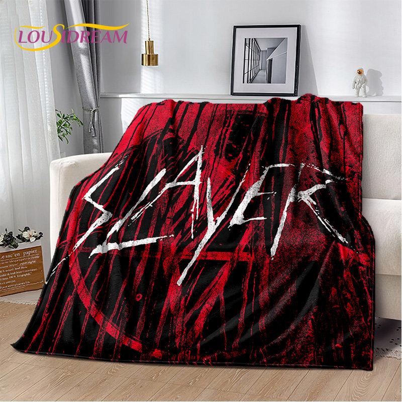 Slayer Heavy Metal Grubu Yumuşak Peluş Battaniye, Salon Yatak Odası Yatak Kanepe Piknik Örtüsü için Flanel Battaniye Sıcak Çocuklar