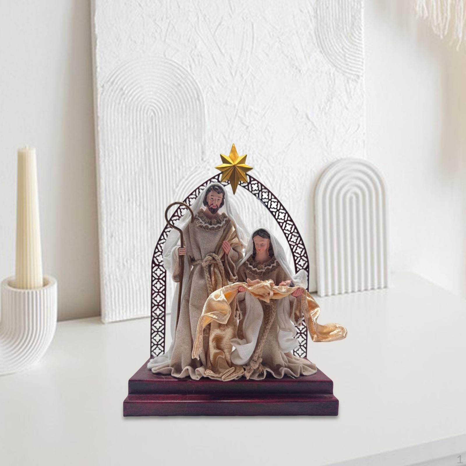 

Christmas Nativity Figurine Holy Family Party Supplies Xmas Resin for Living Room Bedroom Style b