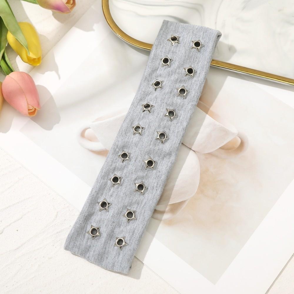 Star Hollow Eyelet Elastic Headband Metal Rock Hollow Eyelets Hair Bands  Punk серый