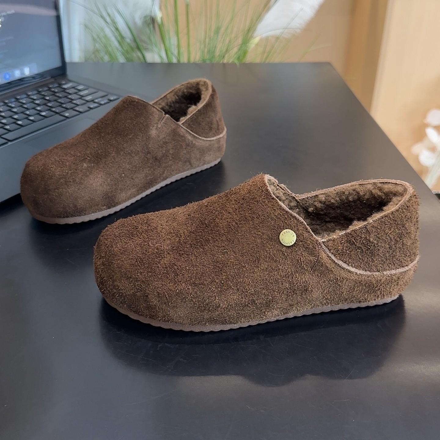 

Женские зимние теплые ботинки на мягкой подошве большого размера, с мехом, нескользящие, для снега, пушистая подкладка, ботильоны, уличная спортивная обувь, два варианта носки, лоферы 36 кофейный