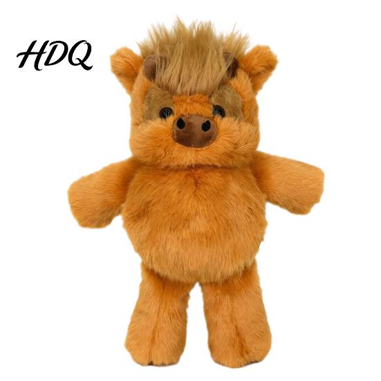 Cruelty-free Stuffed Toy Highland Cow Animal Soft Running Calf Plush for Kids Strong Stitched Cuddle Hugging Plushie Boys Girls Portable