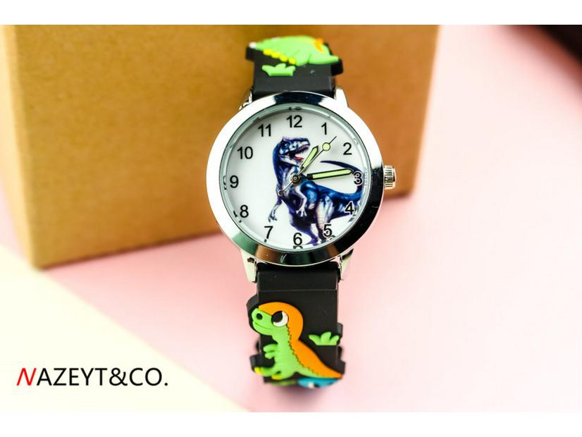 

Детские 3D Силиконовые Часы с Динозавром - Милый Мультяшный Животный Подарок для Студентов чёрный