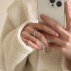 Adjustable Cross-Line Bead Ring: Trendy Sweet Pinky & Index Finger Jewelry for Women