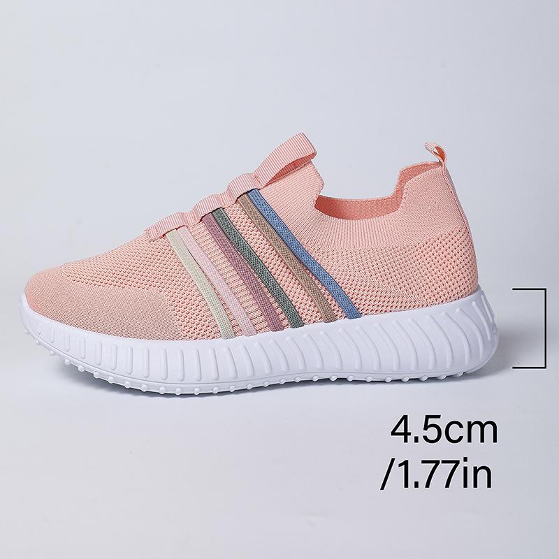 Fashion Breathable Knitted Casual Sneakers for Women 2025 Comfort Slip On Soft Sole Flat Shoes Woman Plus Size Non Slip Walking Shoes