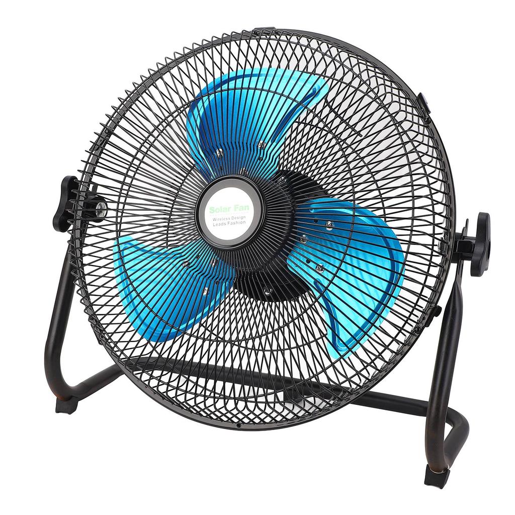 Solarbetriebener Bodenventilator 15W 12 Geschwindigkeitsstufen Digitalanzeige Wiederaufladbarer Bodenventilator für Außen