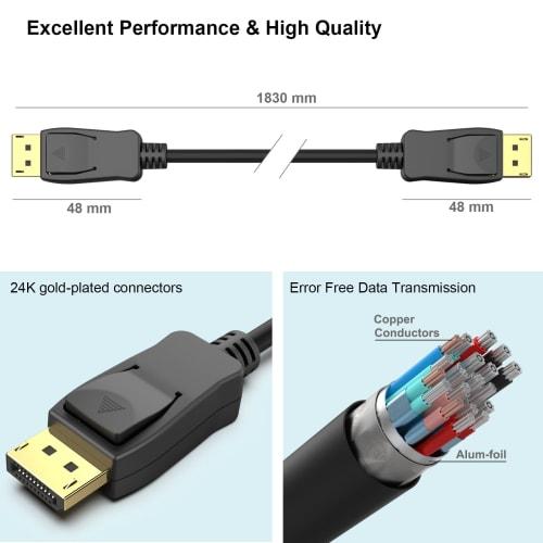 Displayport Cable, BENFEI [VESA Certified] 2pcs 3m DisplayPort To DisplayPort Cable 8K@60Hz, 4K240Hz, 2K DP-DP Male To Male Cable, Gold Plated Cord, S