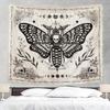 Gothic Moth Halloween Tapestry Skull Floral Pattern Polyester Vintage Witchy Design Wall Decor Bedroom Living Room Art Gift