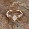 Fashion Commuter Champagne Gold Four Claw Oval White Edge Moon Ring