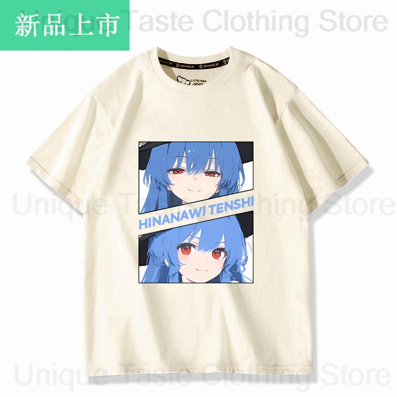 Touhou Project T Shirt Hinanawi Tenshi Cute Cartoon Print Tshirt Harajuku Fashion High Quality Cotton Short Sleeve Tee Tops