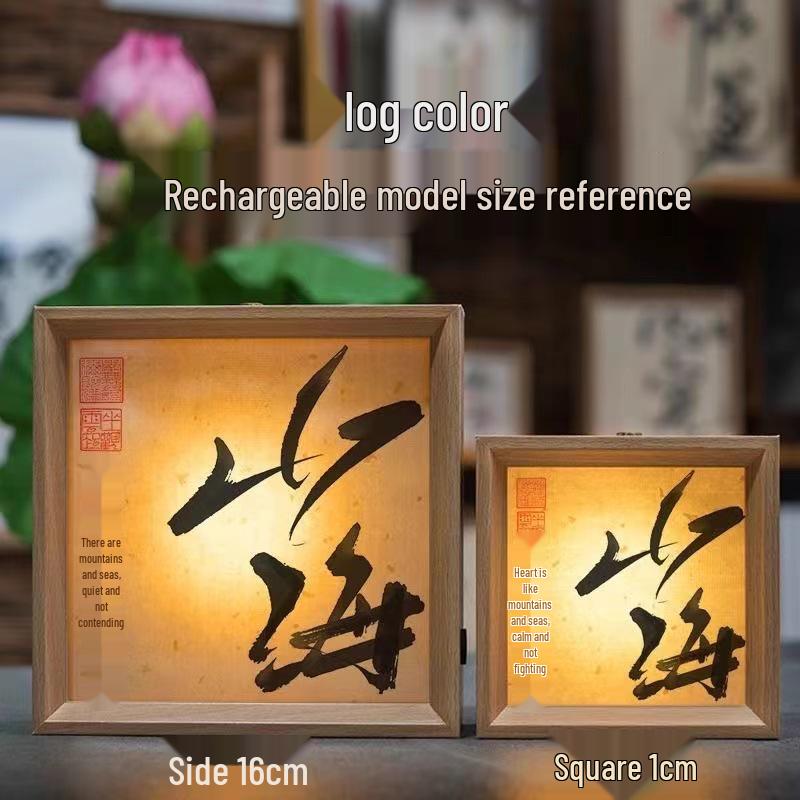 Retro Calligraphy Photo Frame Night Light - Handmade DIY Creative Tabletop Decor & Custom Gift