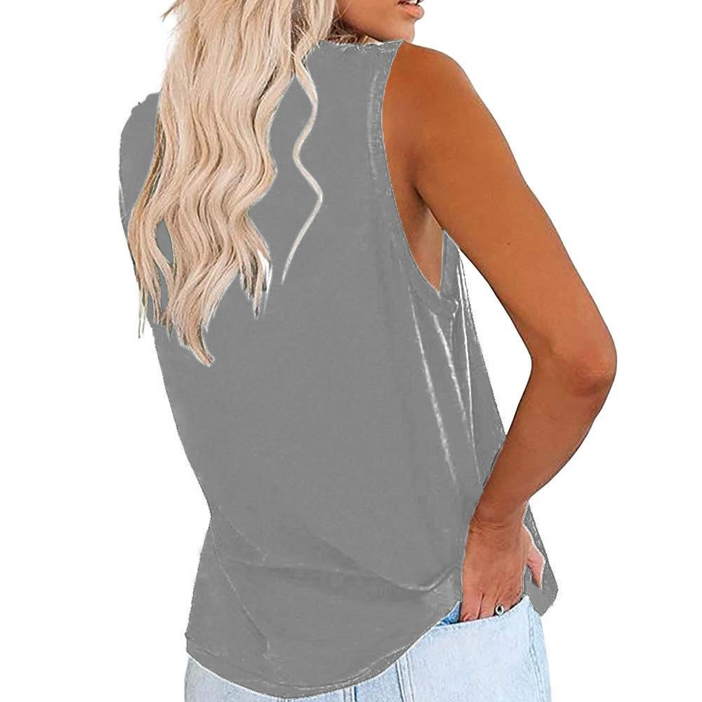 Spring and Summer New Vest V-neck Pocket Loose Casual Plus Size Top for Women
