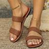 Large size slippers women's summer new woven women's slippers outside wearing beach cool slippers slippers