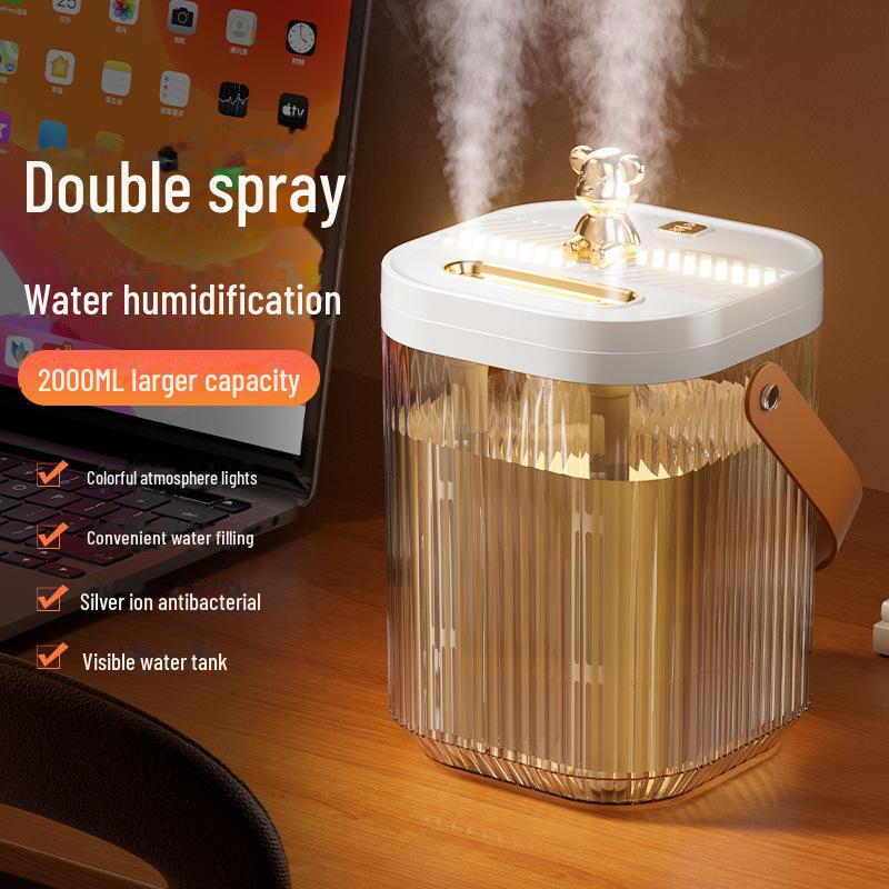 

Настольный увлажнитель воздуха большой емкости с двумя форсунками и атмосферной подсветкой Double Nozzle белый