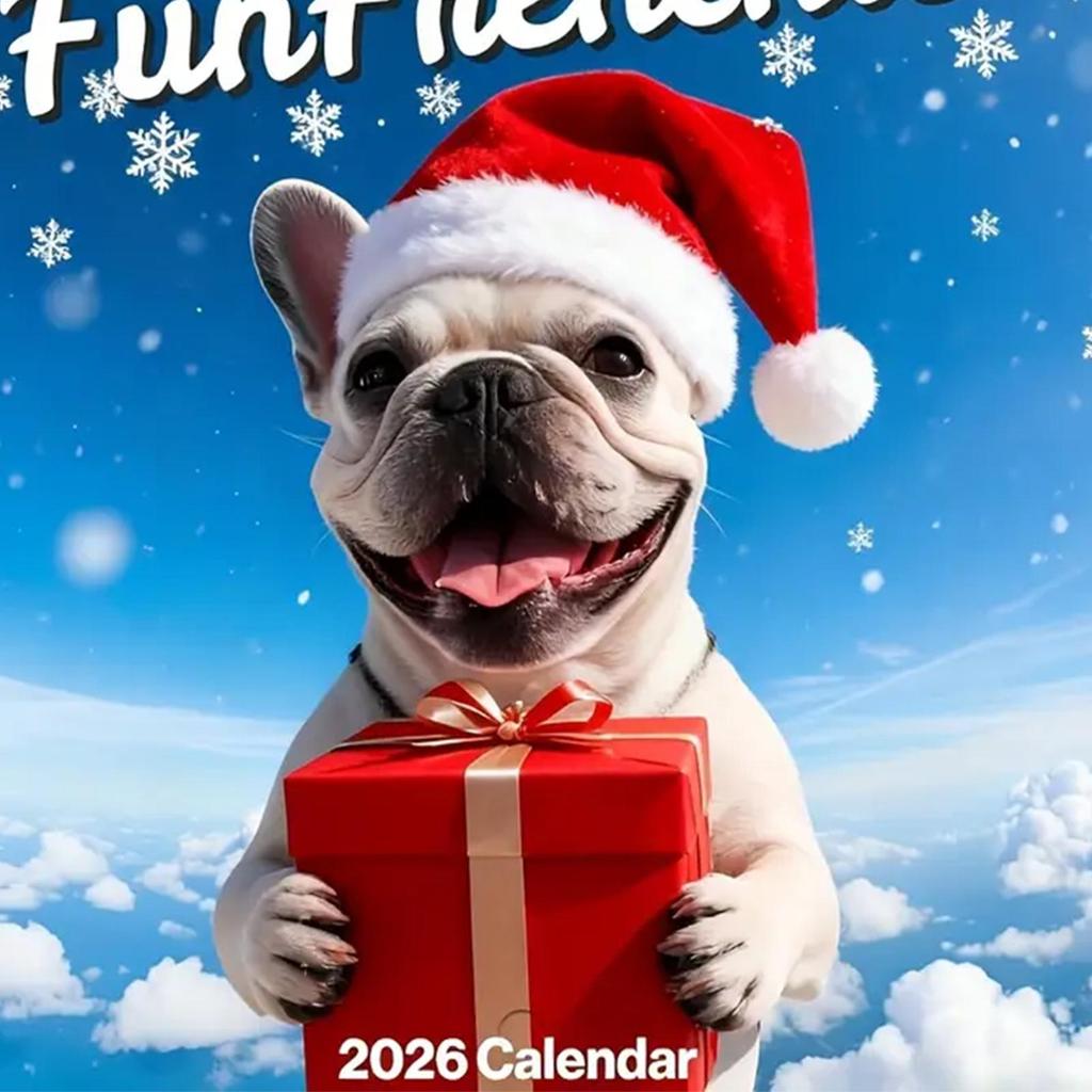 2026 New Year Calendar with Holidays Weekly Hanging Daily Calendars French Bulldog 2026 Calendar Planner for Home Office