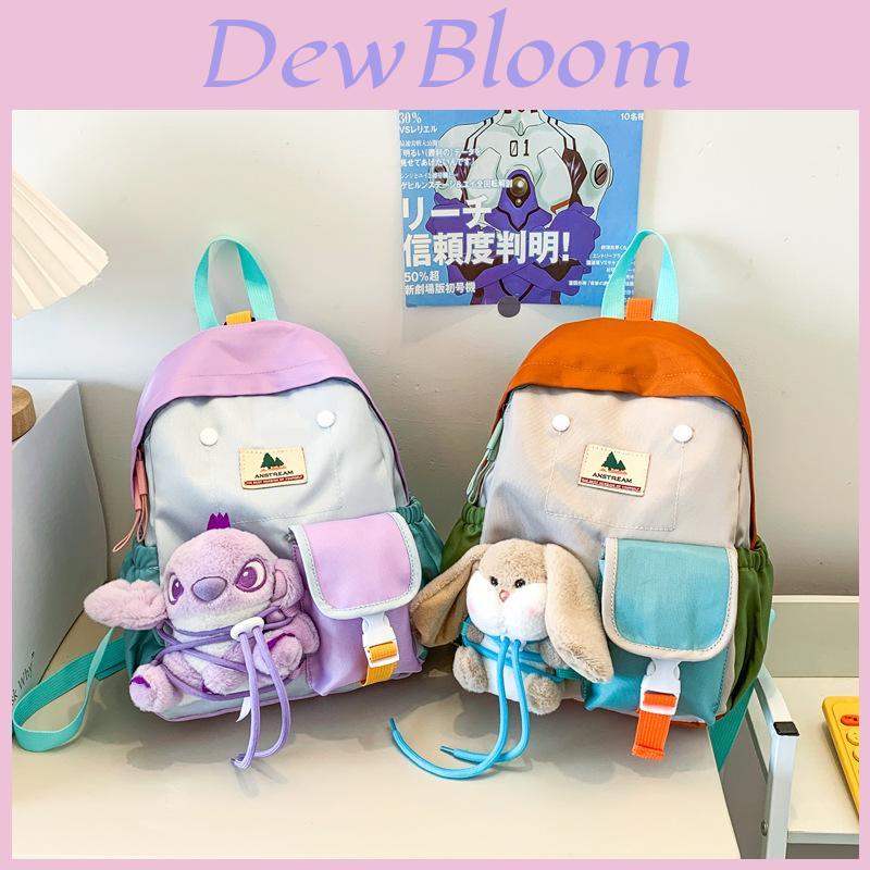 Angel Doll Cartoon Color Blocked Kids Backpack With Ergonomic Shoulder Straps For School Use