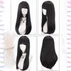 Women's Wig Lolita Synthetic Long Straight Black Brown Fake False Hair Natural Cosplay Wigs With Bangs High Temperture