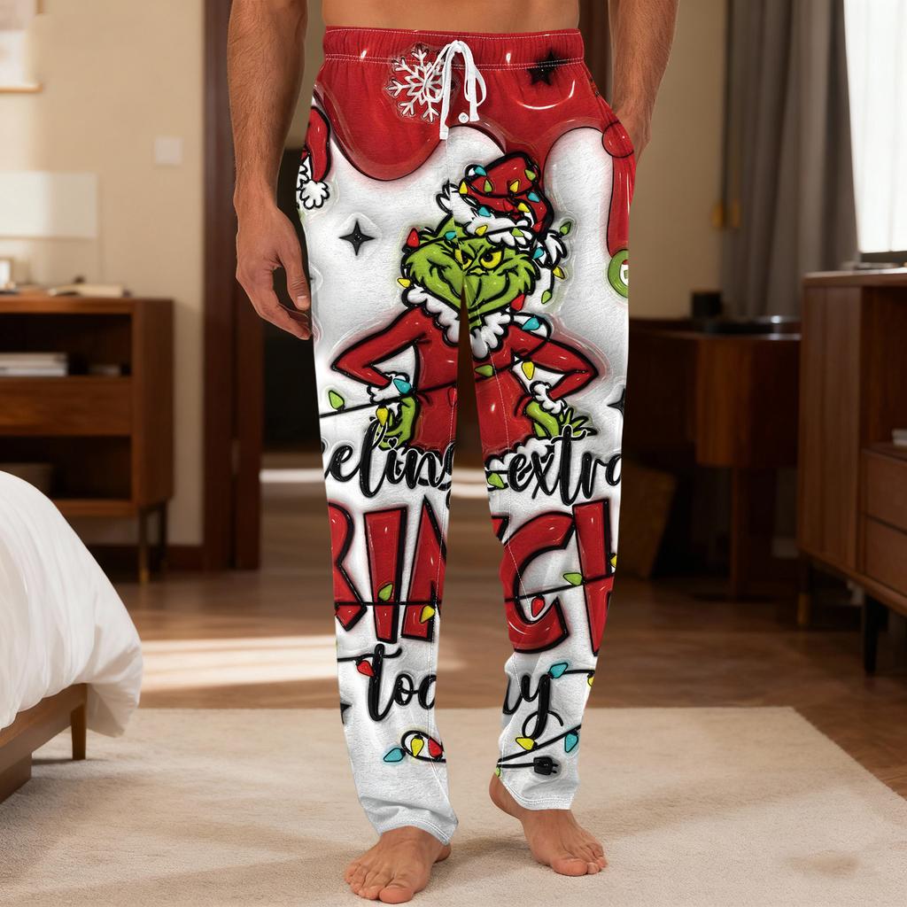 Men's Plain Knit Solid Pocket Casual Pants Home Pajama Pants