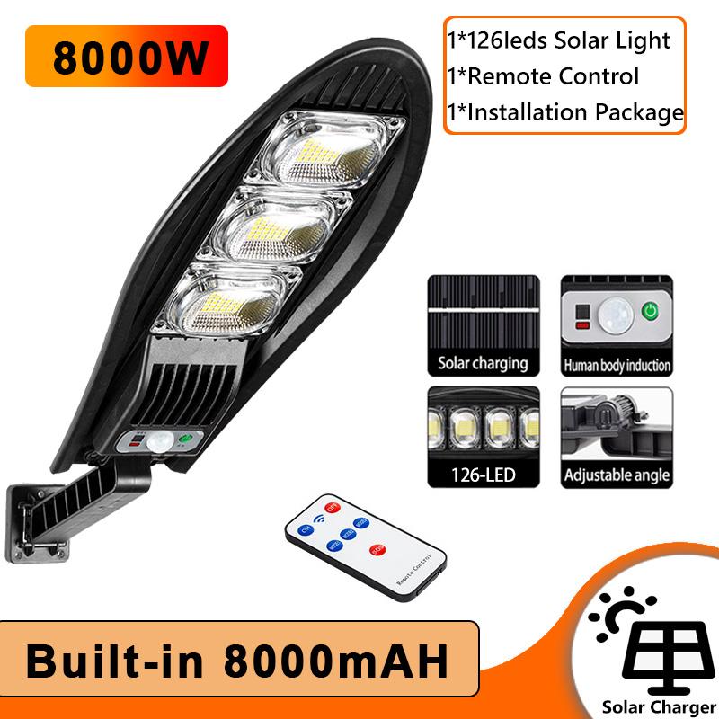 10000W vylepšené 168LED solární pouliční světlo Venkovní vodotěsná LED pro zahradní stěnu Nastavitelný úhel solární lampa Vestavěná 10000 mAH