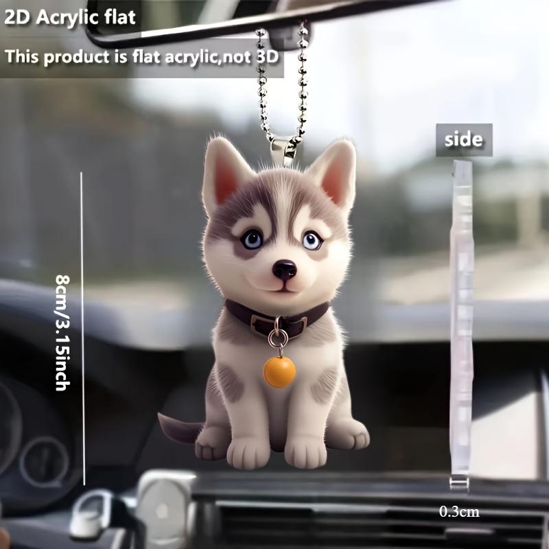 2D plat acrilic husky decorare mașini pandantive, genți și accesorii cheie pentru oglinzi retrovizoare interioare Decorare suspensie mașină Cadouri pentru prieteni