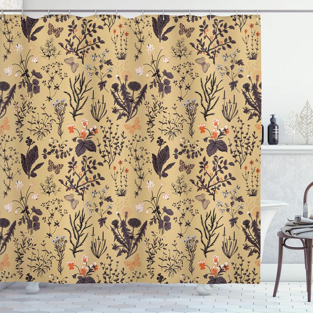 William Morris Vintage Garden Art Floral Shower Curtain, Heavy Weight Fabric, Washable Bath Curtains for Bathroom