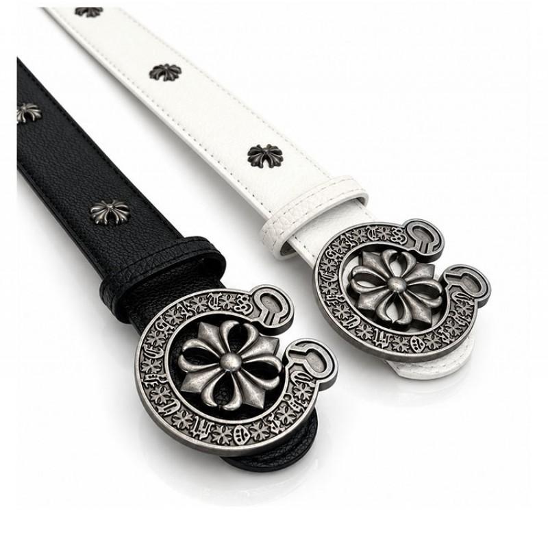 Unisex Punk Leather Belt With Horseshoe Buckle Cross Rivets Jeans Streetwear Y2K Fashion