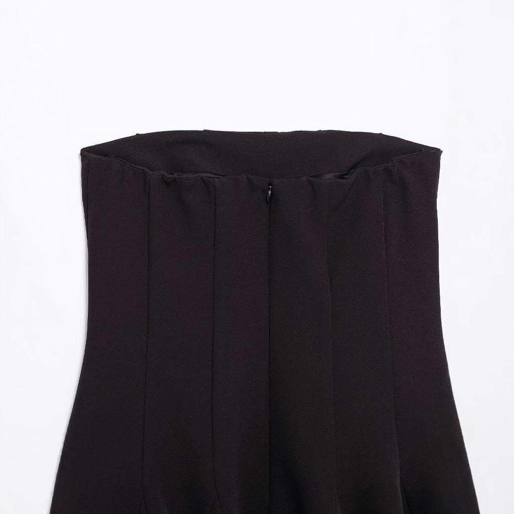 Spring Classic Wave Pattern Strapless Dress