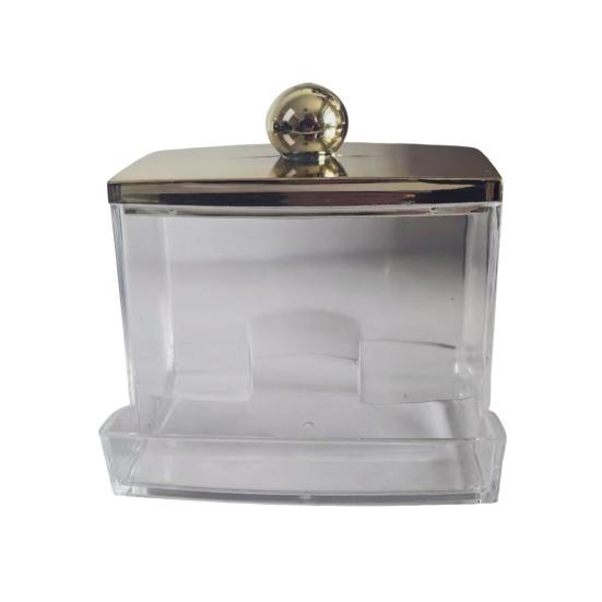 Storage Box with Bamboo Lid Dustproof Moisture Resistant Clear Acrylic Container Cotton Swabs Dental Floss Jewelry Organizer