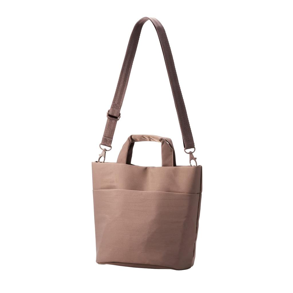 ELECOM Off Toco BM-OF06BR 2-Way Tote Bag with Bottle Holder, Freestanding Design, Latte Brown