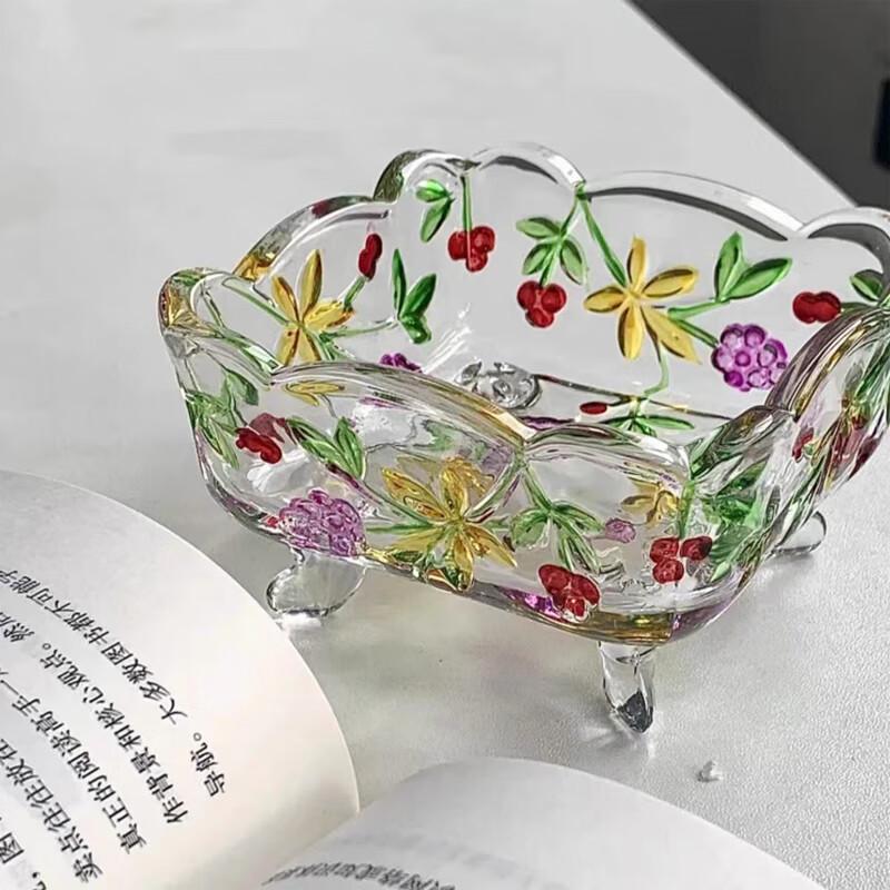 Flavinmci European Style Square Embossed Glass Snack Dishes (Set of 2)