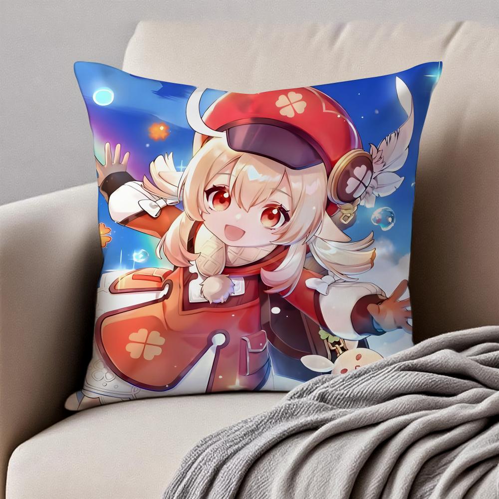 mmiHoYo KKlee GGenshin Impact Cushion Cover Pillowcase Antidustmite Invisible Zipper Short Plush Sofa Cushion