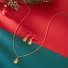 Gold Plated Christmas Necklace Cute Cartoon Tree Snowman Pendant Necklace Earring Set For Women Xmas Party Jewelry Gift