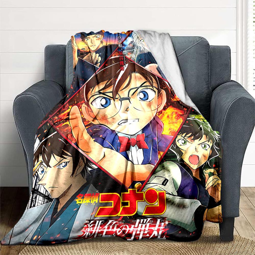 1pc Detective Conan Soft & Warm Flannel Blanket, Multi-Purpose Throw Blanket for Couch, Sofa, Office, Bed, Camping, Travel