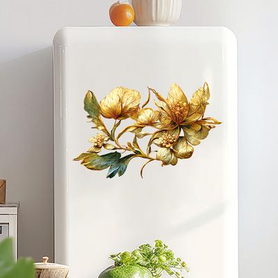 Adesivi Murali Floreali Dorati Autoadesivi per Decorazione Camera da Letto Bagno Cucina Porta Rimovibili Durevoli Decorazioni per la Casa