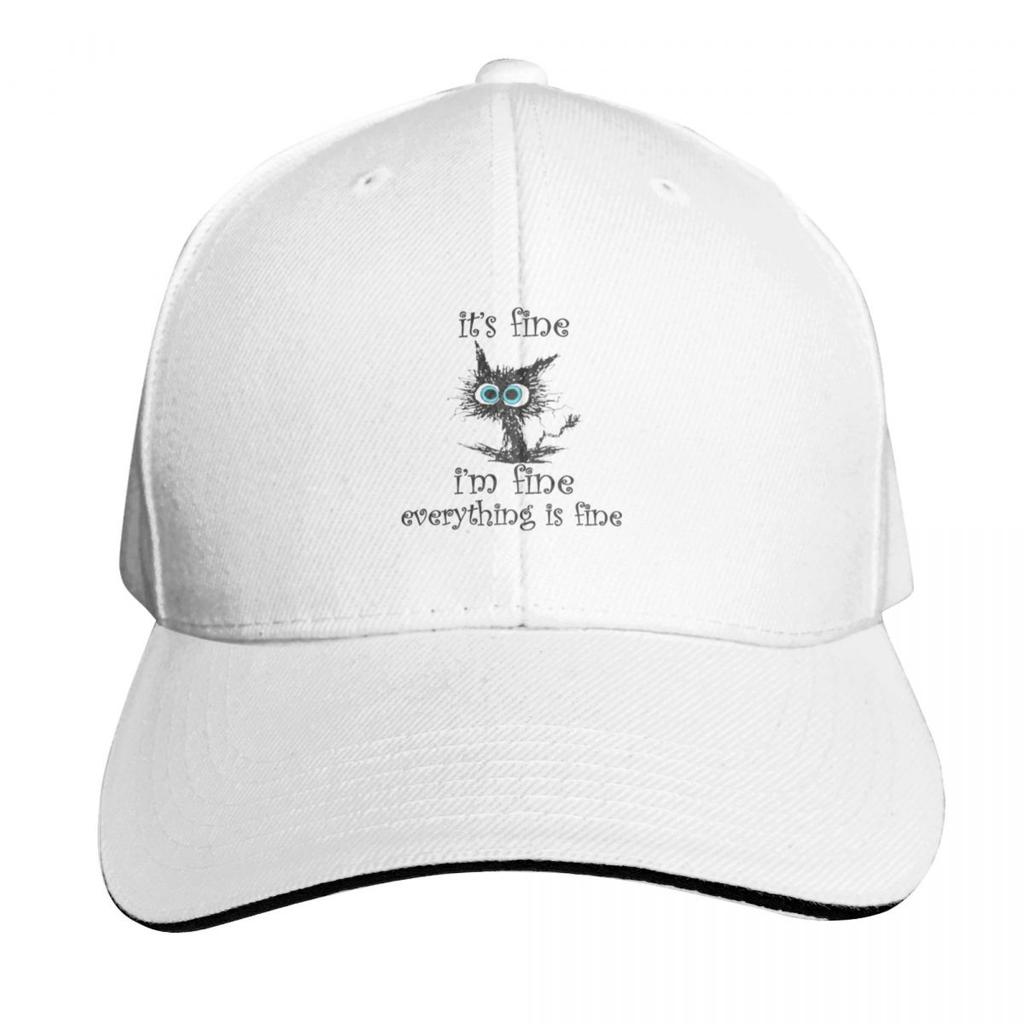 Its Fine Im Fine Everything Is Fine Funny Cat Baseball Cap Unisex Hat New In The Hat Golf Hat Genuine Tactical Cap Ladies Unisexs