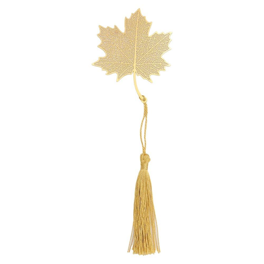 With Tassel Maple Leaf Bookmark Golden Exquisite Bookmark Creative Tassel Bookmark For Writers Maple Leaf