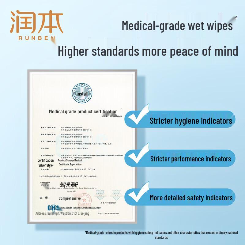 RUNBEN Antibacterial Flushable Wet Wipes