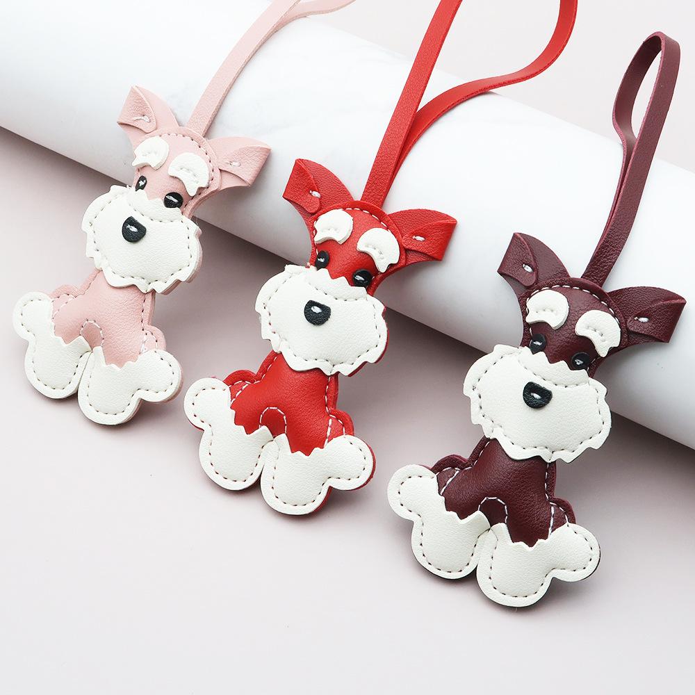 Miniature Schnauzer PU Leather Dog Charm: Creative Puppy Pendant