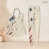 Women Plus Size V Neck Long Sleeve Scrub Set Pink Crystal Diamond Heart Glitter Print Nurse Uniform Set