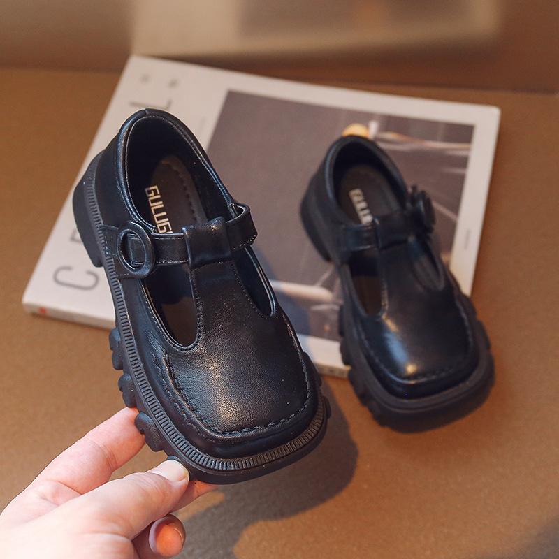 Kids Boys Square Toe Shoes for School Spring New Solid Color Non-slip Thick Bottom Girls Child Fashion Loafers 2024 Breathable