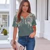 Sommer Oberteile für Damen Knopfleisten Blusen für Damen Elegant Lässig V-Ausschnitt T-Shirts