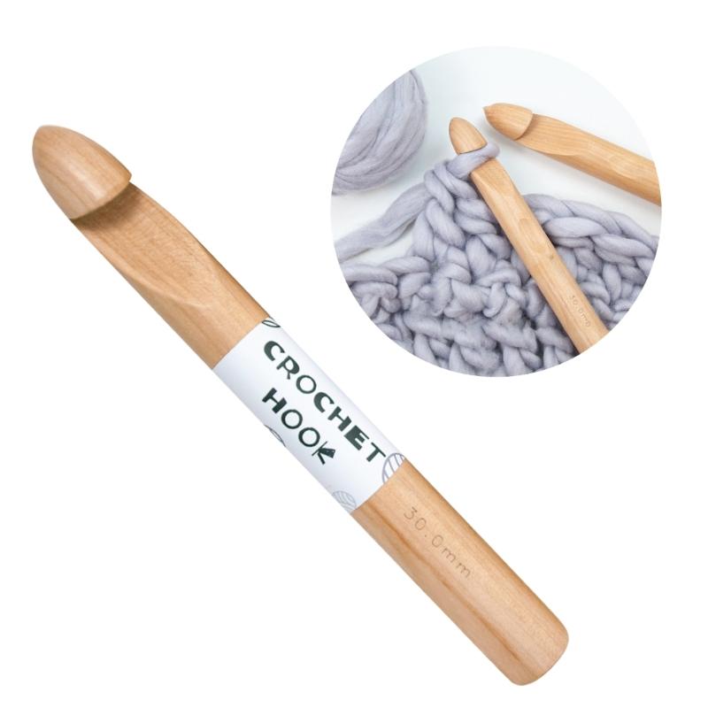 Beech Wood Crochet Hook for Beginner, 30mm 35mm Thick Crochet Hook Beech Wood Crochet Needle for DIY Yarn Craft
