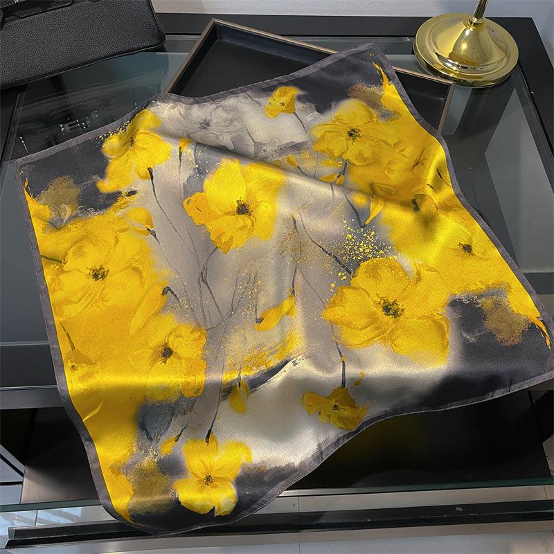 New 100% Natural Real Silk Scarf Women Bandana Square Scarves Wrap Kerchief Mulberry Fashion Luxury High Quality Hijab For Lady