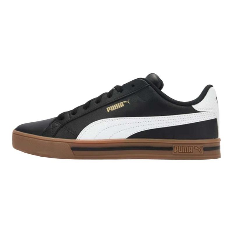 PUMA Smash Vulc V3 Unisex Faux Leather Classic Minimal Retro Breathable Low Top Skate Shoes Black 380752-23