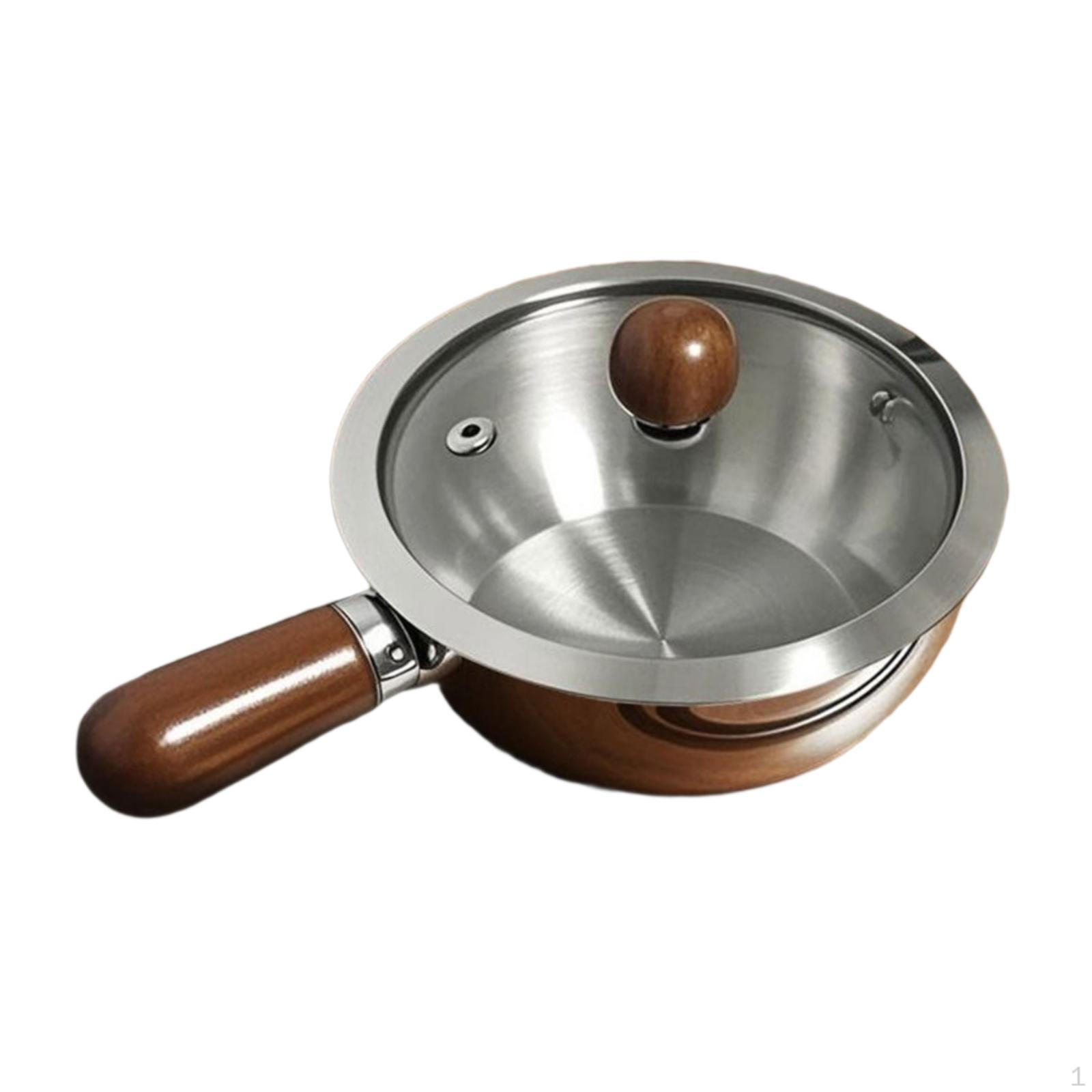 

Горшок для подогрева молока, масло для плавления с деревянной ручкой, бытовой портативный для приготовления пищи на кухне Silver with Lid