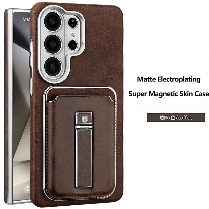Magnetische Draadloze Oplaadbare Telefoonhoes voor Samsung Galaxy S26 Ultra S25 Plus S24 S23 Afneembare Lederen Kaarthouder Portemonneehoes