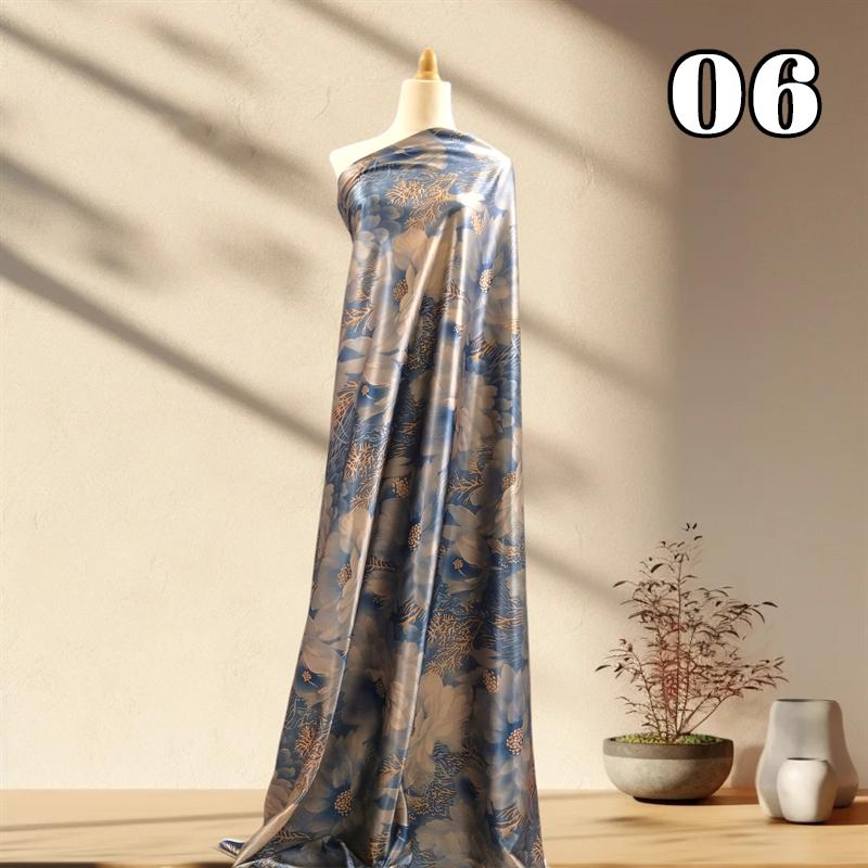 50x150cm Printed Cheongsam Satin Fabric Dress Pajamas Chinese Ancient Style Hanfu Clothing Simulation Silk Satin DIY Fabric
