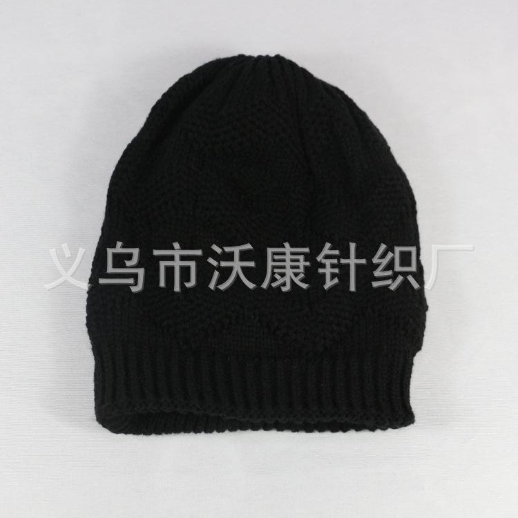 Autumn and winter new velvet black knitted hat men's cold-proof and warm ear protection wool hat women's outdoor cold hat