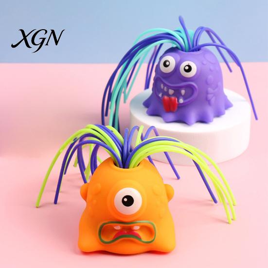 Screaming Devil Toy Hair Pulling Demon with 6 Sound Effects Stress Anxiety Kids Relief Colorful Plucking Sensory Fidget Party Favors
